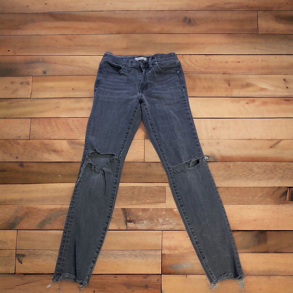MADEWELL 9"‎ High-Rise Skinny Black Zip Fly Raw Hem Jeans Size 28